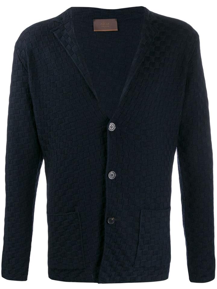 Altea Checked Knitted Cardigan - Blue