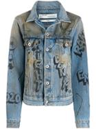 Off-white Distressed Effect Denim Jacket - Blue