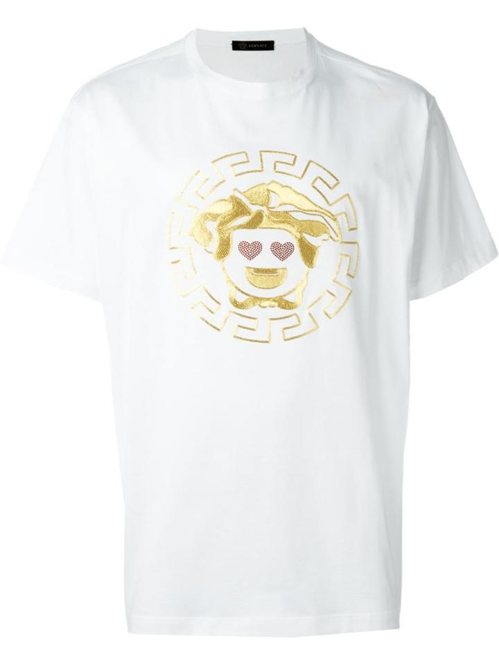 Versace Medusa Emoji T-shirt, Men's, Size: M, White, Cotton