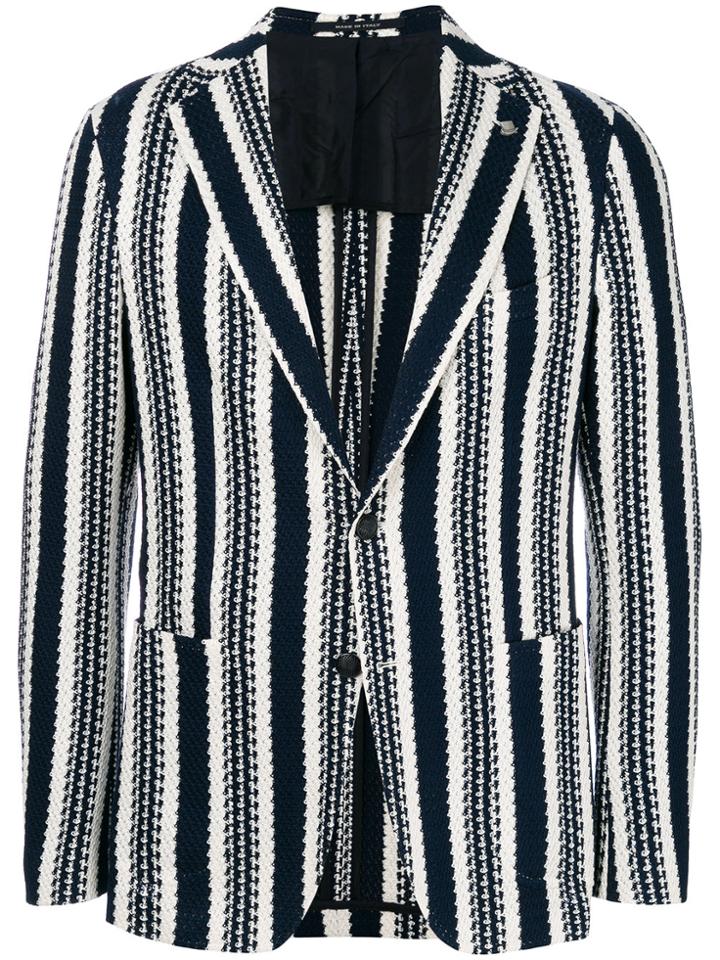 Tagliatore Double Pocket Striped Blazer - Blue