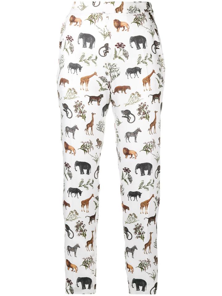 Victoria Beckham Cropped Safari Print Trousers - White