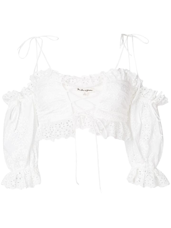 For Love And Lemons Broderie Anglaise Lace-up Top - White