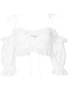 For Love And Lemons Broderie Anglaise Lace-up Top - White