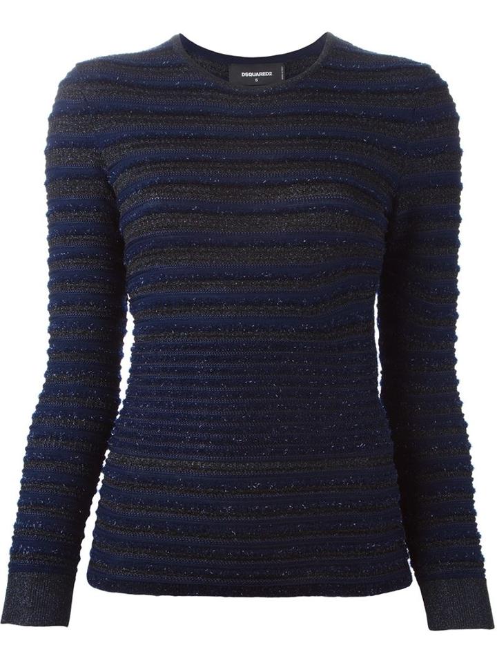 Dsquared2 Ribbed Sweater, Women's, Size: Large, Blue, Viscose/cotton/polyester/polyamide