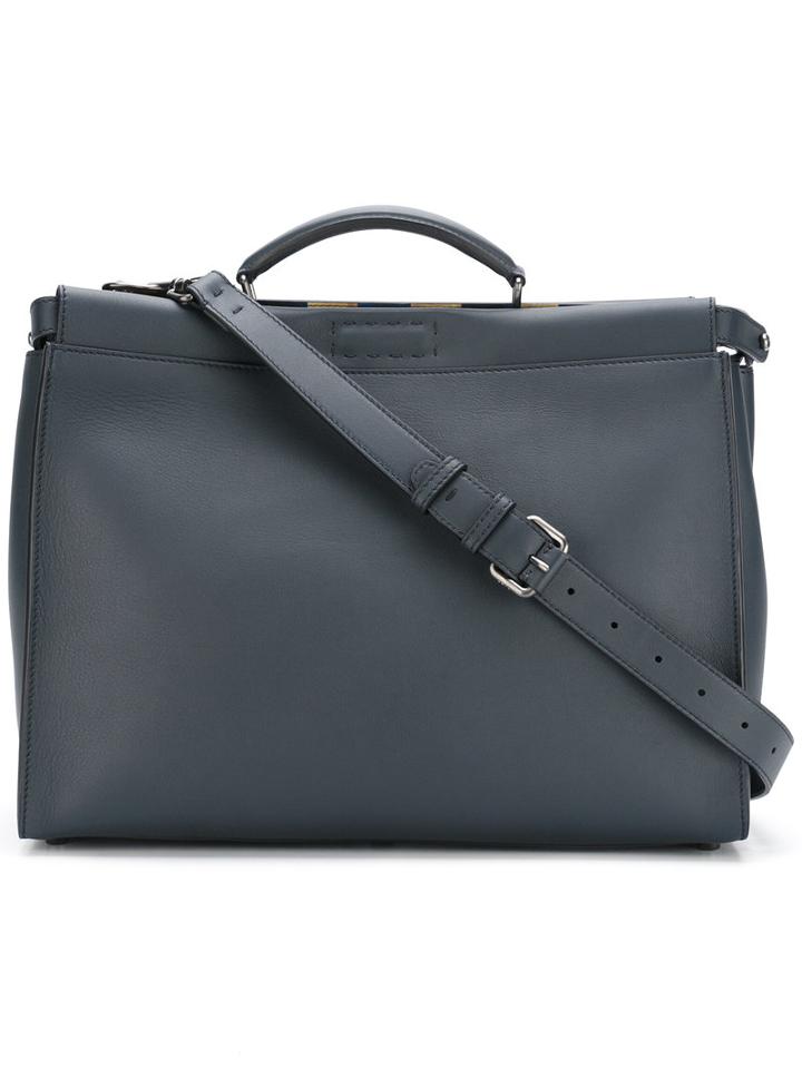 Fendi Peekaboo Bag Bugs Striped Tote, Men's, Calf Leather