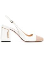 Prada Two Tone Buckle Pumps - White