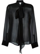 Armani Collezioni Neck Tie Blouse, Women's, Size: 46, Black, Silk