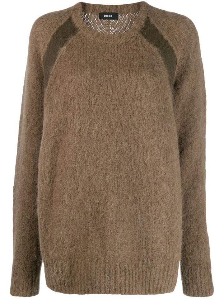 Zucca Loose-fit Crew Neck Jumper - Brown