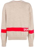 Oamc Colour-block Logo Sweater - Nude & Neutrals