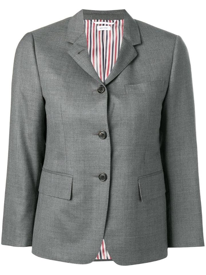Thom Browne Classic S/c W/ Narrow Shoulder In Super 120's Twill - Grey