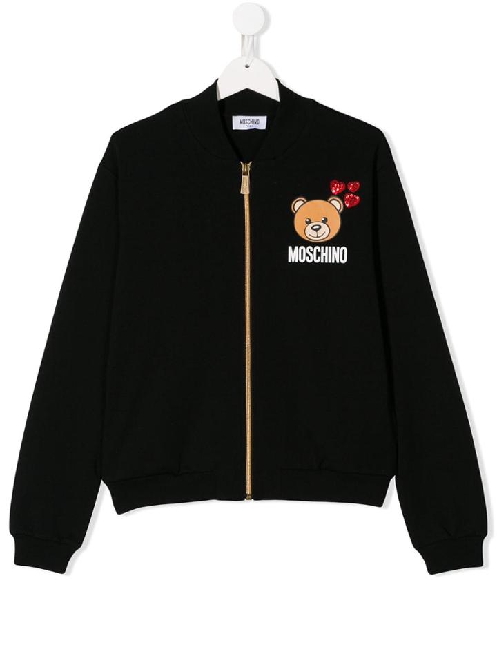 Moschino Kids Teen Teddy Love Bomber Jacket - Black