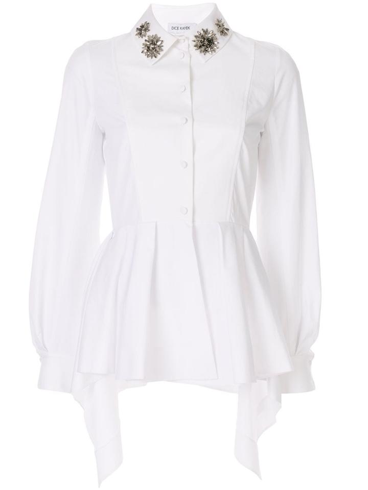 Dice Kayek Bead Decorated Peplum Shirt - White