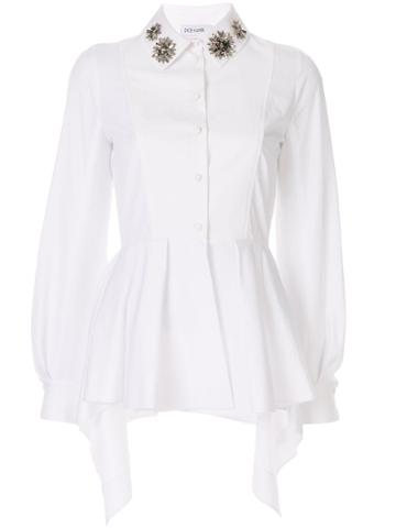 Dice Kayek Bead Decorated Peplum Shirt - White