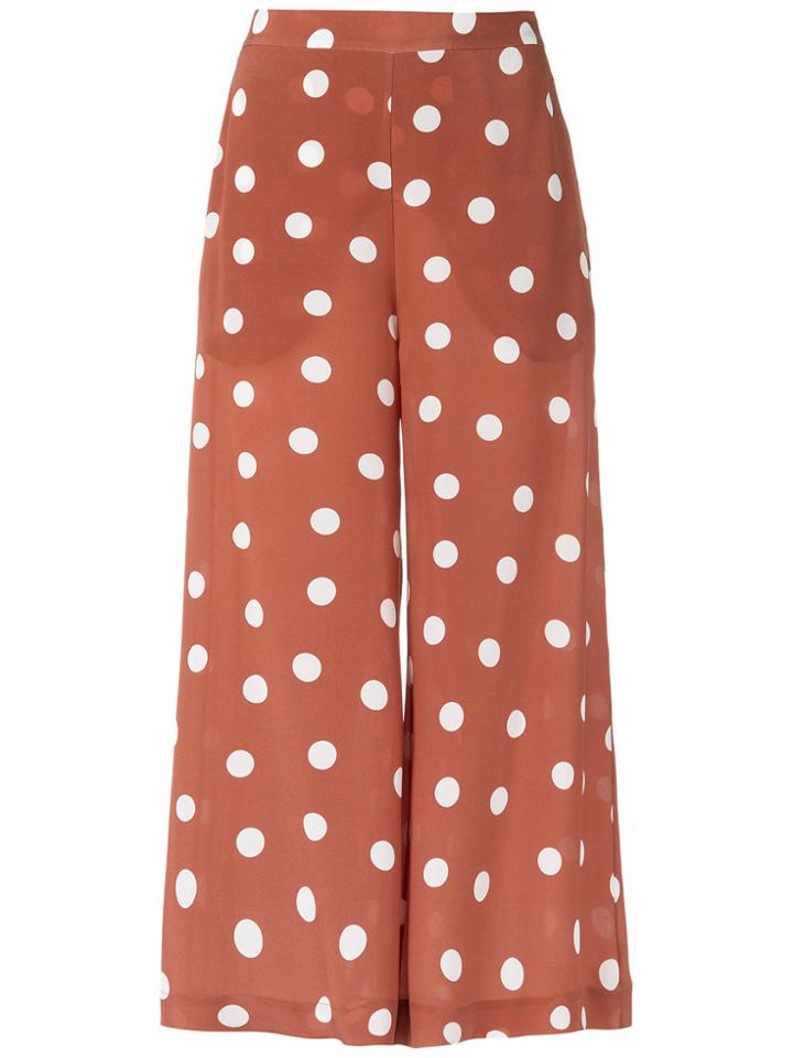 Andrea Marques Polka Dot Wide Leg Trousers - Brown