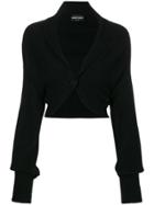 Emporio Armani Vintage Ribbed Cropped Cardigan - Black