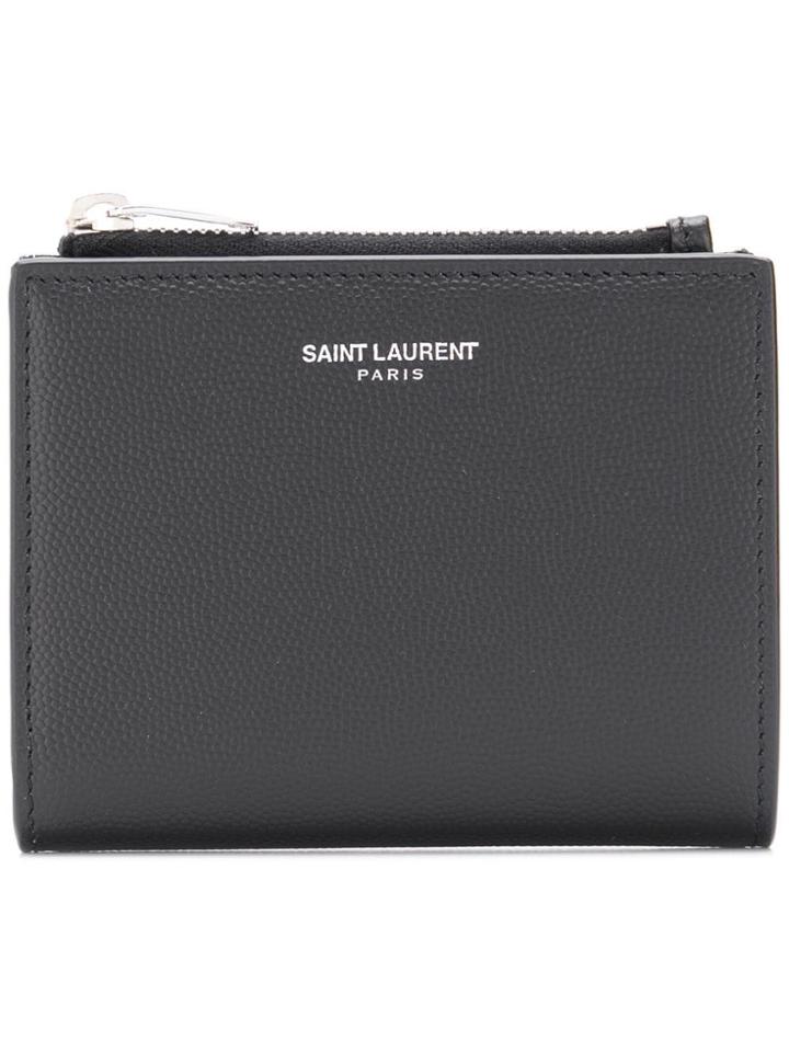 Saint Laurent Grain De Poudre Zipped Card Holder - Black