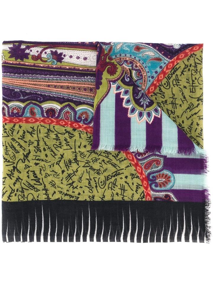 Etro Multi Print Scarf, Women's, Wool