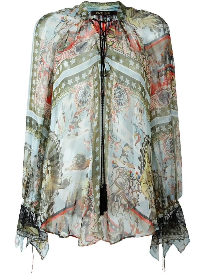 Roberto Cavalli Printed Blouse, Women's, Size: 44, Silk/polyamide/viscose