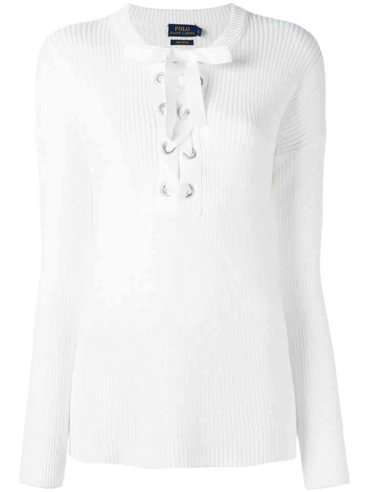 Polo Ralph Lauren Lace Up Jumper - White