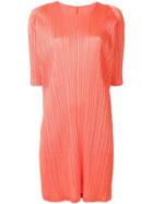 Pleats Please By Issey Miyake Short-sleeve Pleated Dress - Orange