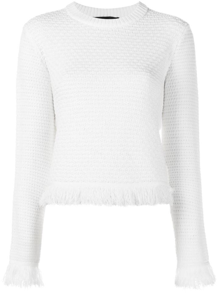 Proenza Schouler Frayed Trim Jumper, Women's, Size: Xs, White, Cotton/nylon/wool