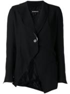 Ann Demeulemeester Single Button Cutaway Blazer, Women's, Size: 40, Black, Cotton/nylon/virgin Wool