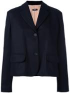 Jil Sander Navy Single Breasted Cropped Jacket, Women's, Size: 36, Blue, Nylon/acetate/cupro/wool