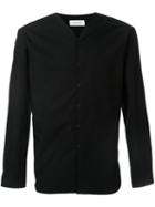 Lemaire V-neck Collarless Shirt, Men's, Size: 48, Black, Cotton