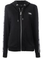 Philipp Plein Leopard Print Skull Zipped Hoodie - Black