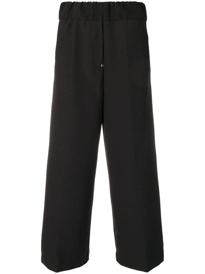 White Sand High-waisted Crop Trousers - Black