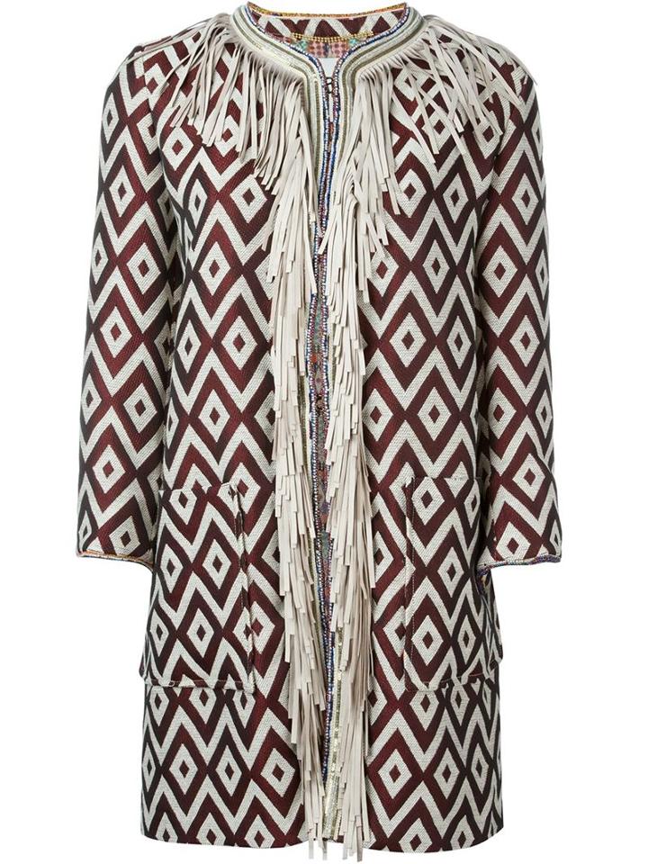 Bazar Deluxe Geometric Weave Fringed Jacket