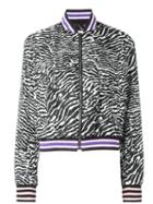 Giamba Zebra Pattern Bomber Jacket, Women's, Size: 42, Black, Polyimide/cotton/viscose/polyamide