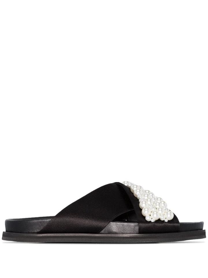 Simone Rocha Pearl-embellished Slides - Black