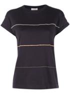 Brunello Cucinelli Embroidered Stripes T-shirt - Blue