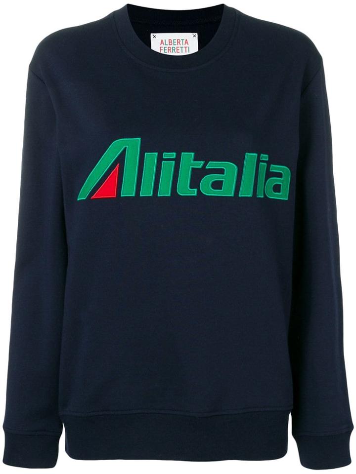 Alberta Ferretti Felt Patch Logo Sweater - Blue
