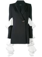 Ellery - Extended Ruffle Sleeve Blazer - Women - Silk/polyester/spandex/elastane/wool - 8, Black, Silk/polyester/spandex/elastane/wool