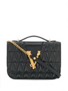 Versace Quilted Virtus Shoulder Bag - Black