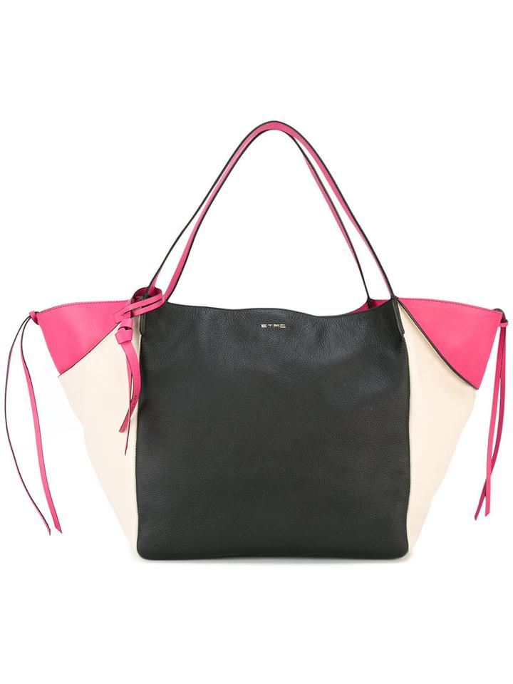 Etro Colour Block Tote, Women's, Black, Calf Leather/polyester