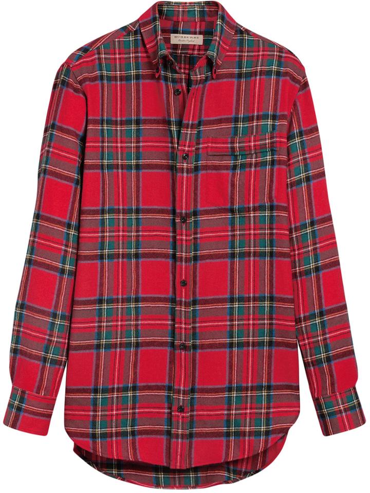 Burberry Tartan Wool Shirt - Red