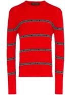 Versace Logo Stripe Knitted Jumper - Red