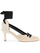 Manolo X Castaner Front Lace-up Pumps - Nude & Neutrals