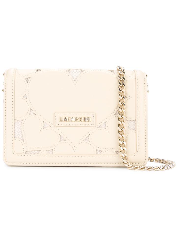 Love Moschino Hearts Chain Strap Crossbody Bag - White