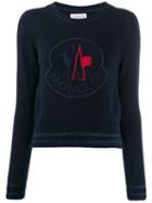 Moncler Oversized Logo Knitted Sweater - Blue