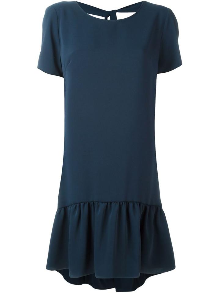 P.a.r.o.s.h. Ruffled Hem Loose Fit Dress, Women's, Size: M, Blue, Polyester