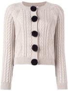 Chinti And Parker Aran Pom Pom Cardigan, Women's, Size: Xs, Nude/neutrals, Merino