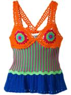 Moschino Crochet Panelled Top, Women's, Size: 38, Yellow/orange, Cotton