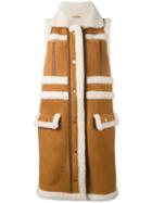 Carven Sleeveless Shearling Coat, Women's, Size: 36, Brown, Sheep Skin/shearling/acetate/viscose