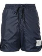 Thom Browne Drawstring Track Shorts, Men's, Size: 5, Blue, Polyester