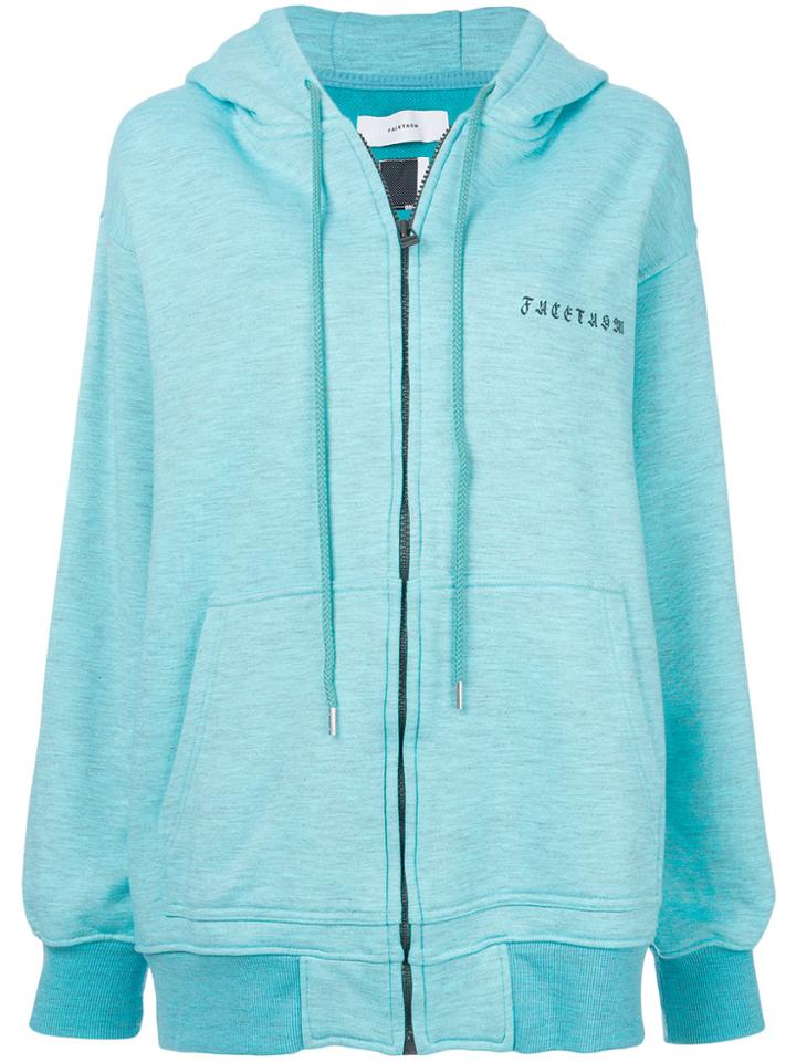 Facetasm Oversized Zipped Hoodie - Blue