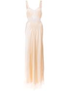 Paco Rabanne Lace Trim Long Dress - Neutrals